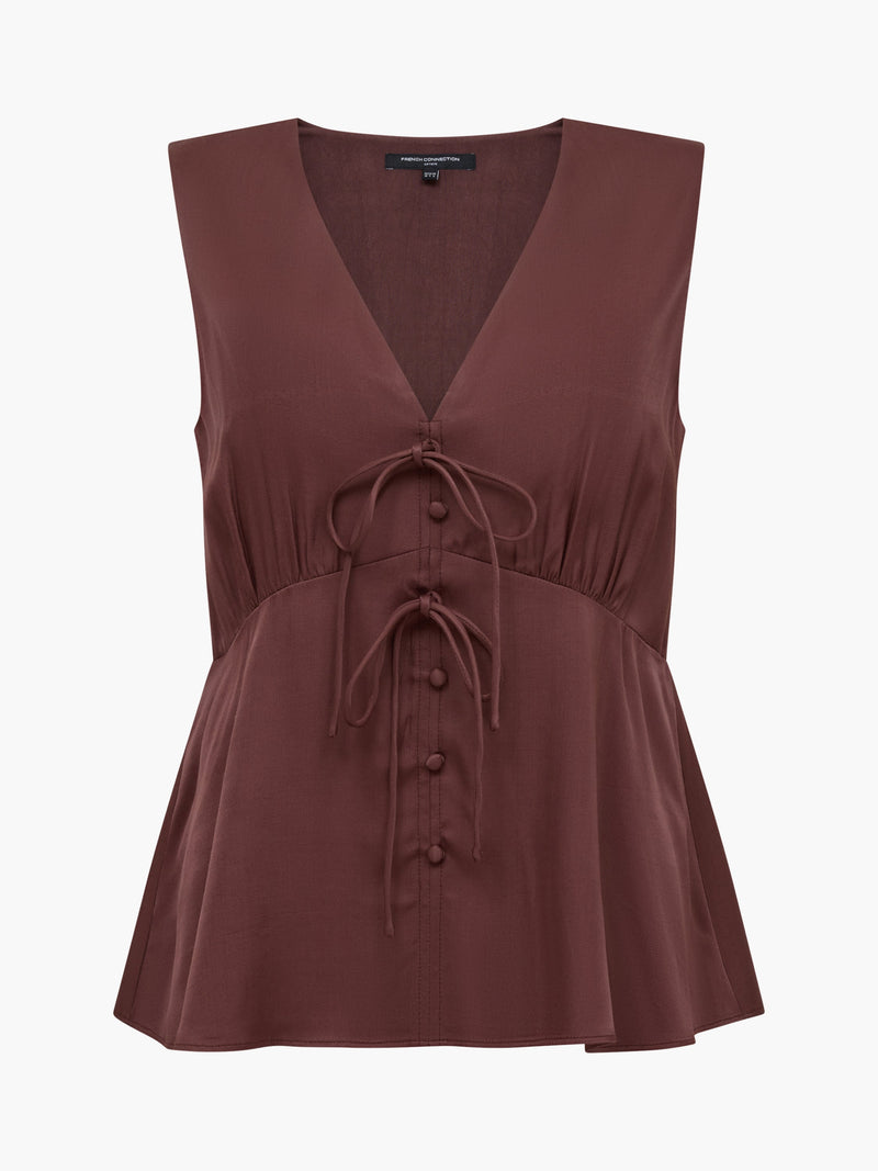 Candice Satin Bow Tie-Up Top