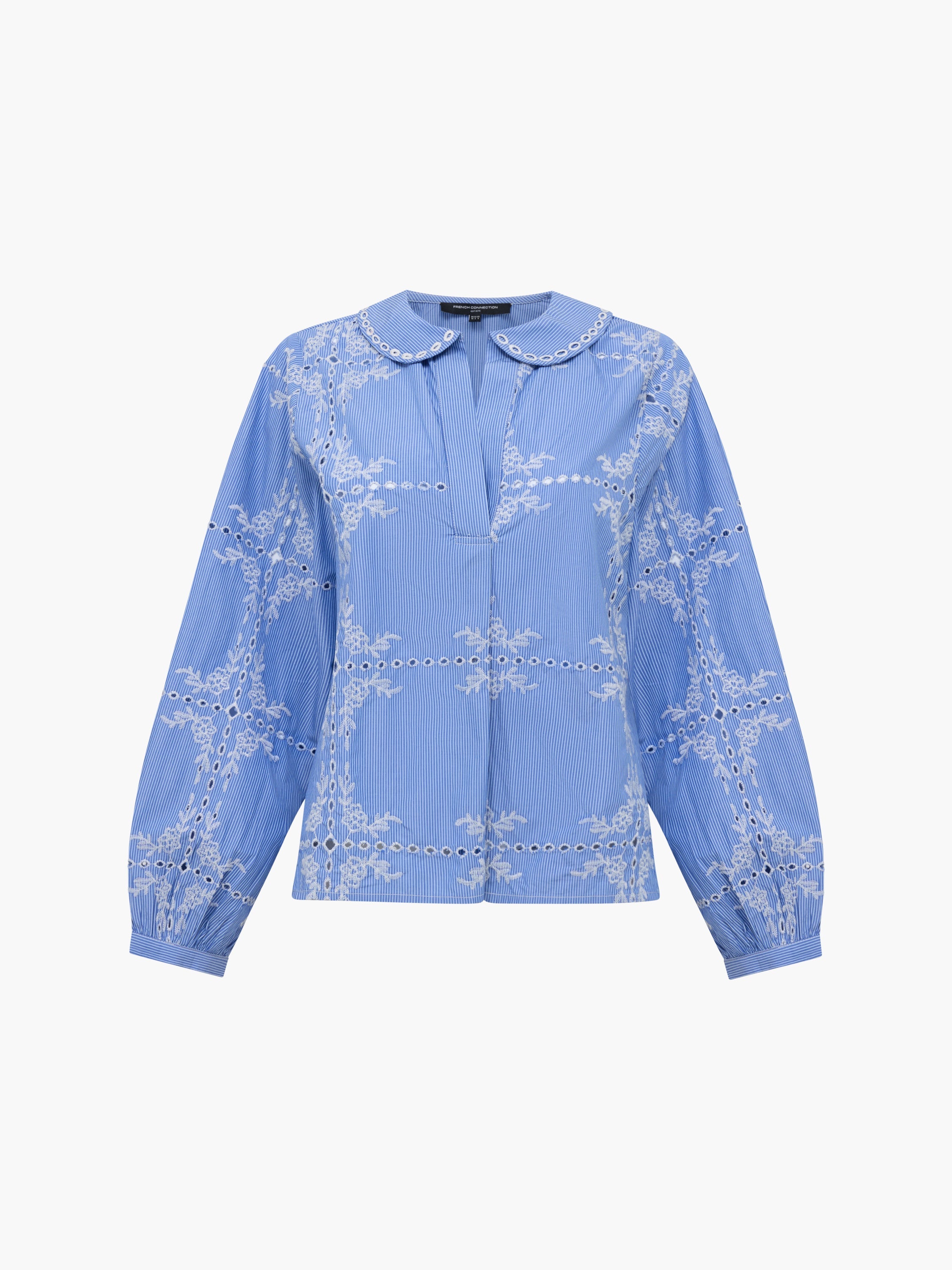 Grayson Peter Pan Collar Embroidered Top