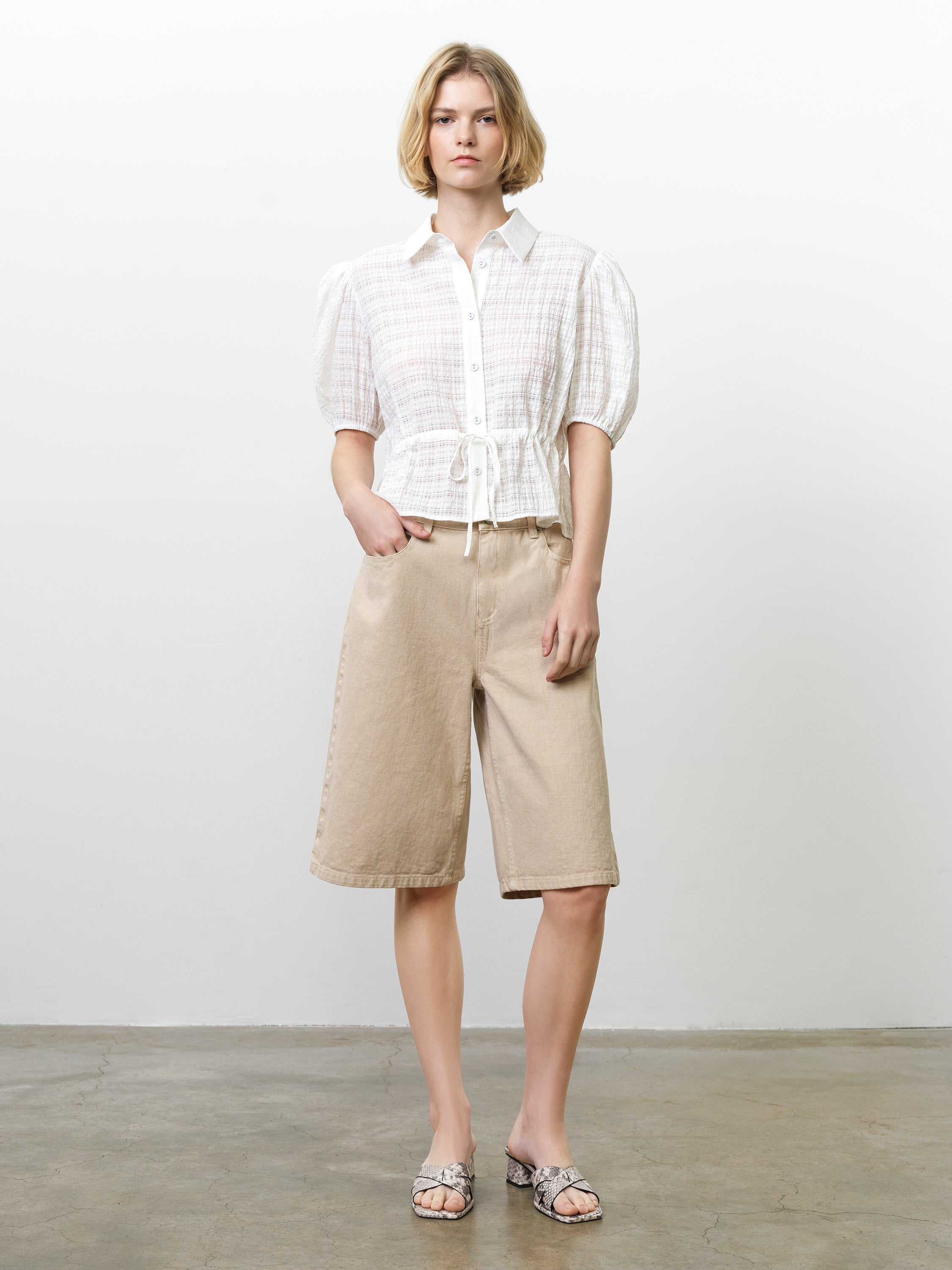 Shanaya Seersucker Drawstring Shirt