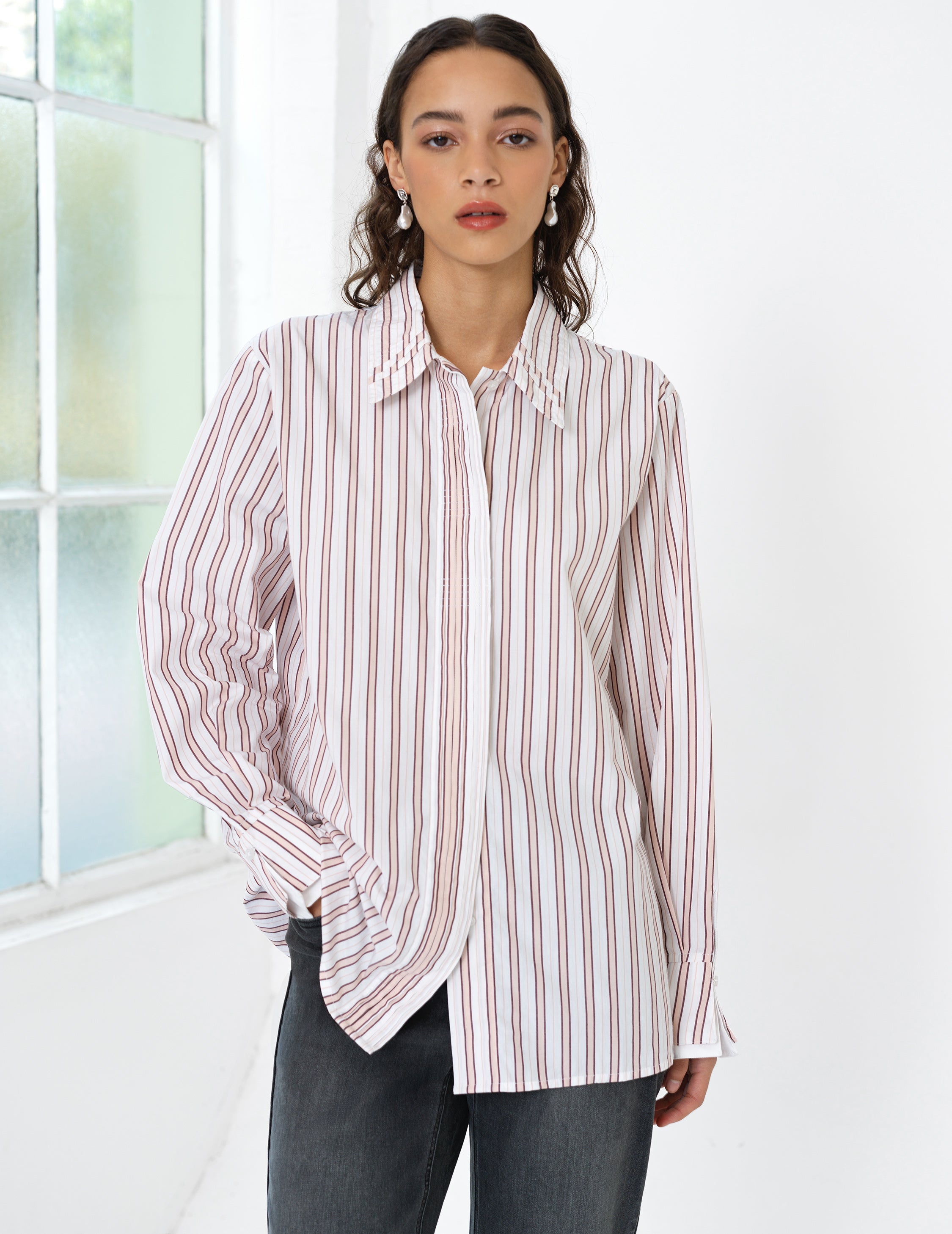 Cambria Cotton Pintuck Stripe Shirt