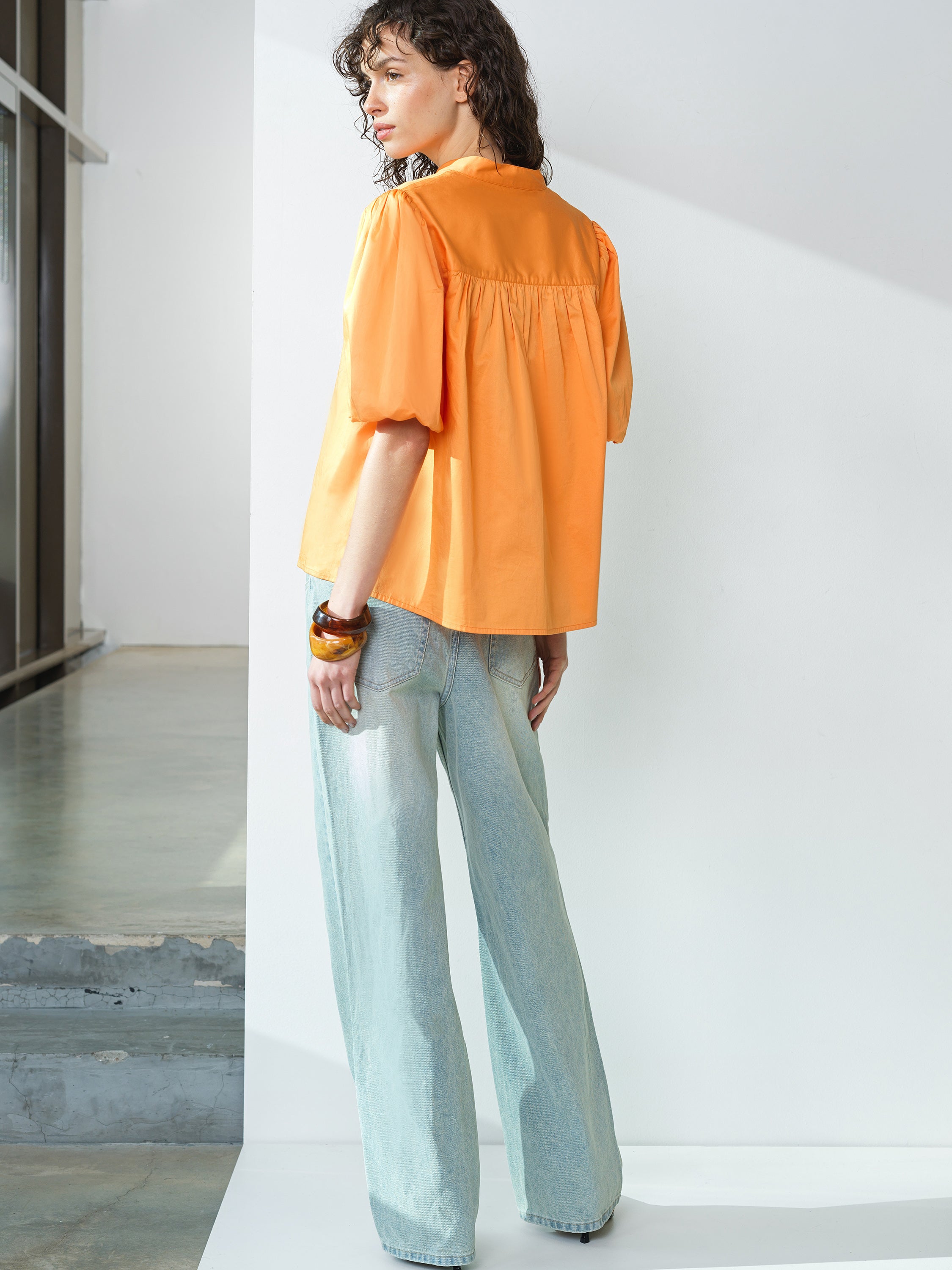 Sindey Cotton Puff Sleeve Popover Shirt