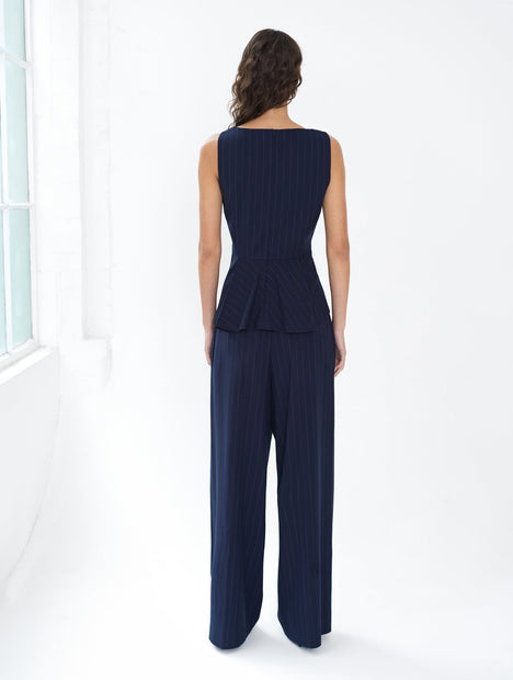 Alia Pinstripe Peplum Top