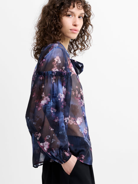 Clara Emina Sheer Bow Tie Shirt