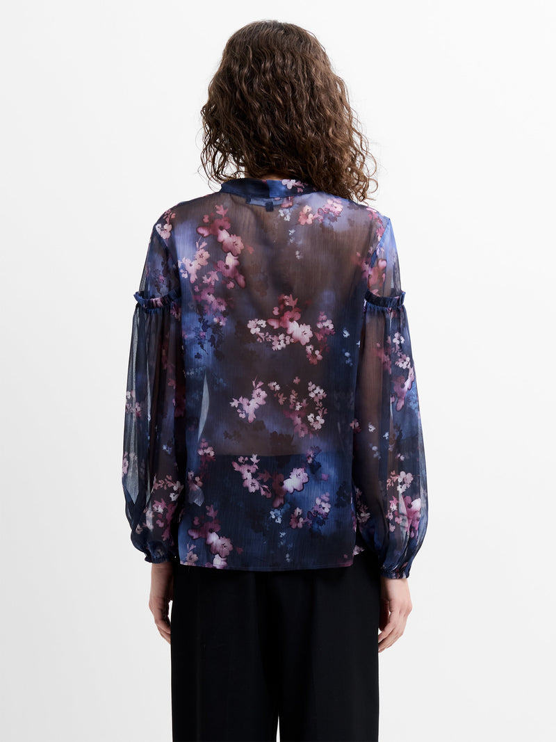 Clara Emina Sheer Bow Tie Shirt