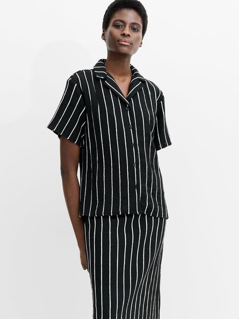 Windsor Crochet Striped Short Sleeve Shirt