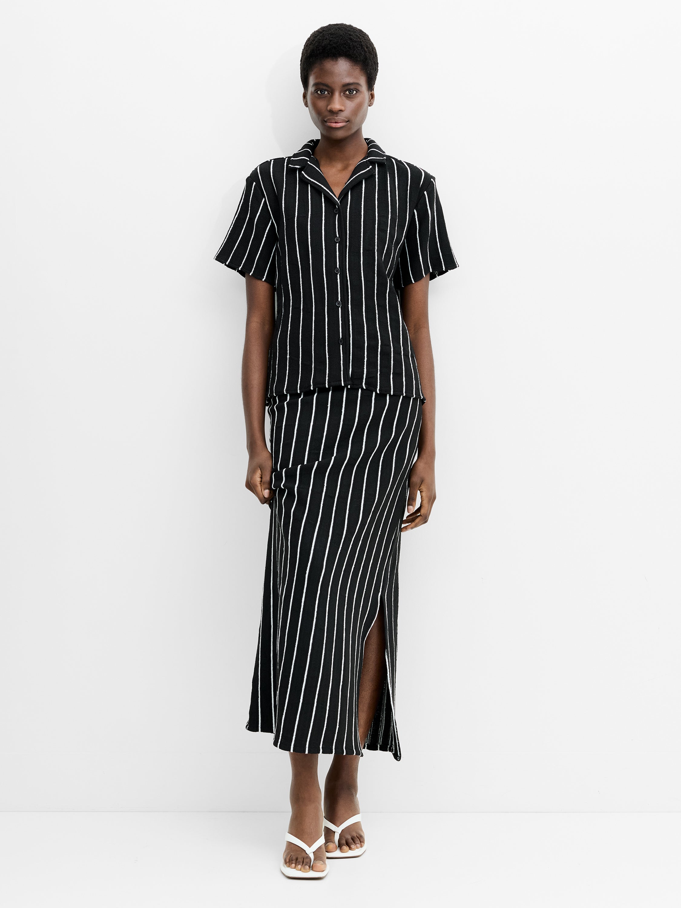 Windsor Crochet Striped Short Sleeve Shirt