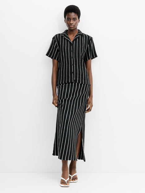 Windsor Crochet Striped Short Sleeve Shirt