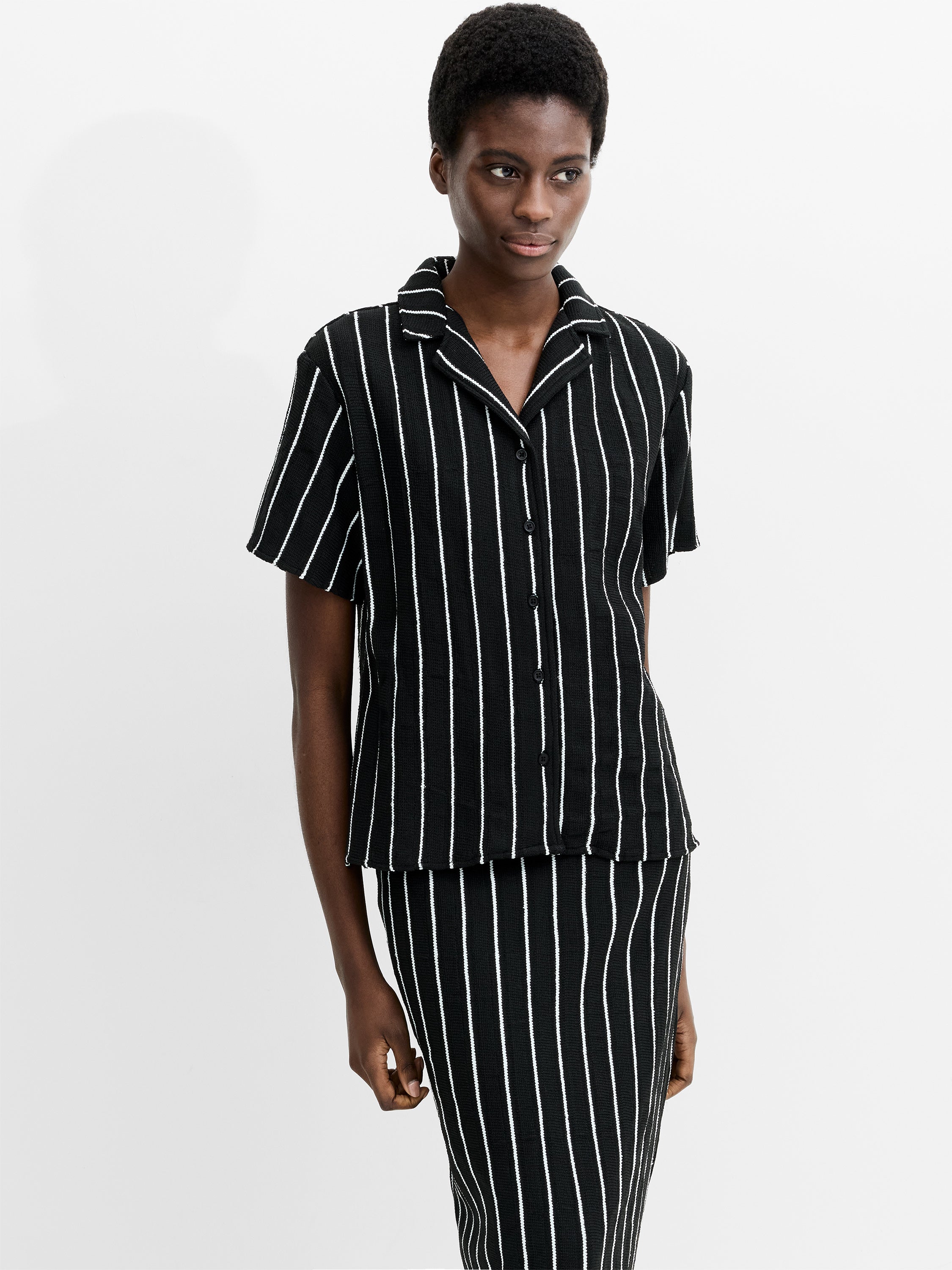 Windsor Crochet Striped Short Sleeve Shirt