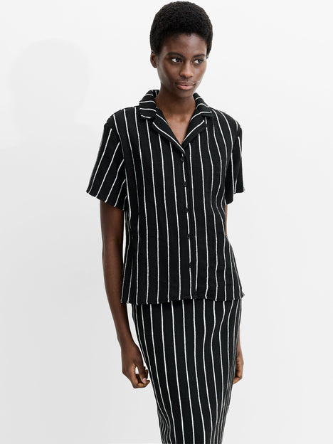 Windsor Crochet Striped Short Sleeve Shirt