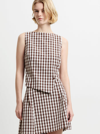 Lexi Tailored Gingham Asymmetric Top