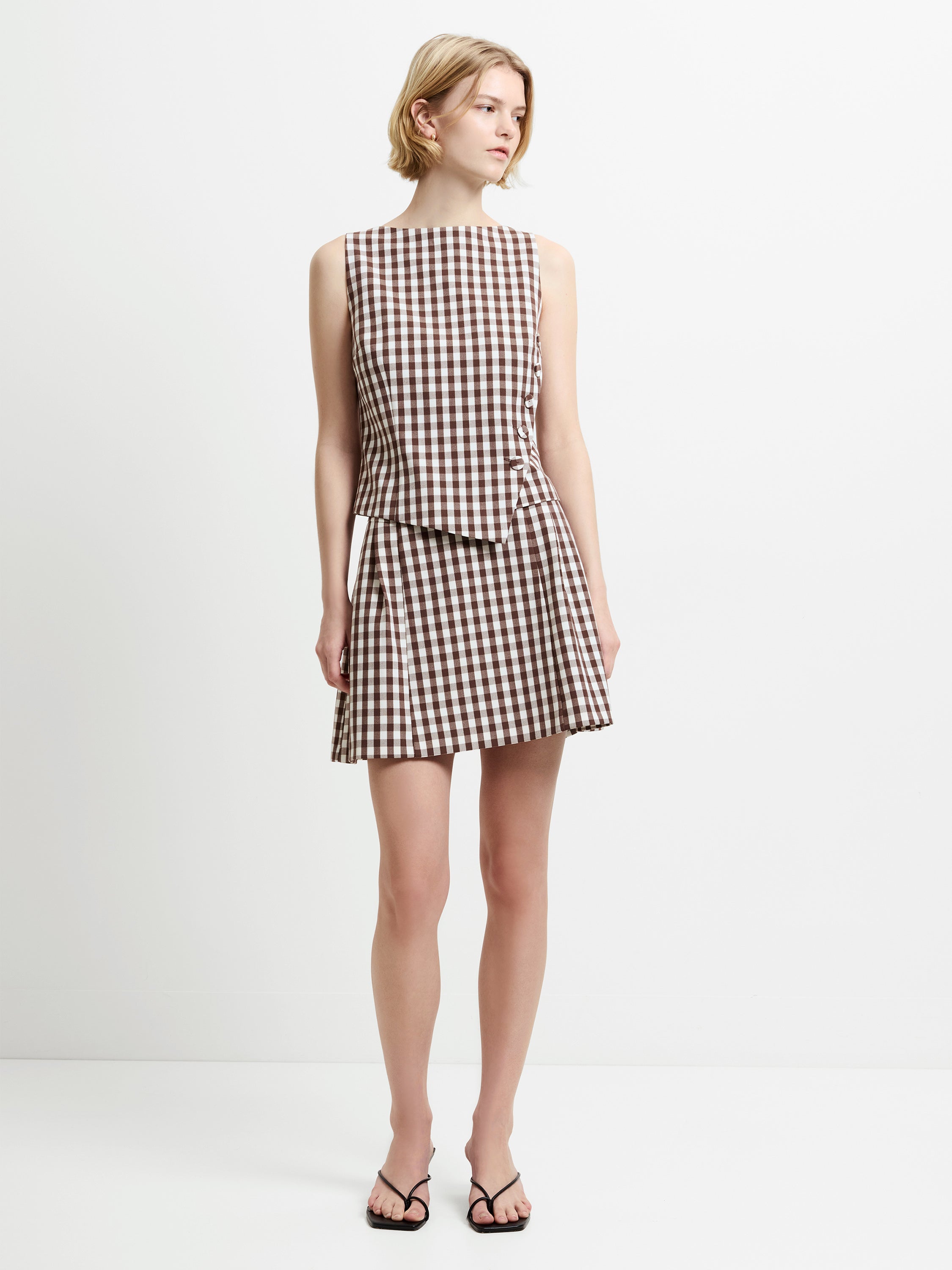 Lexi Tailored Gingham Asymmetric Top