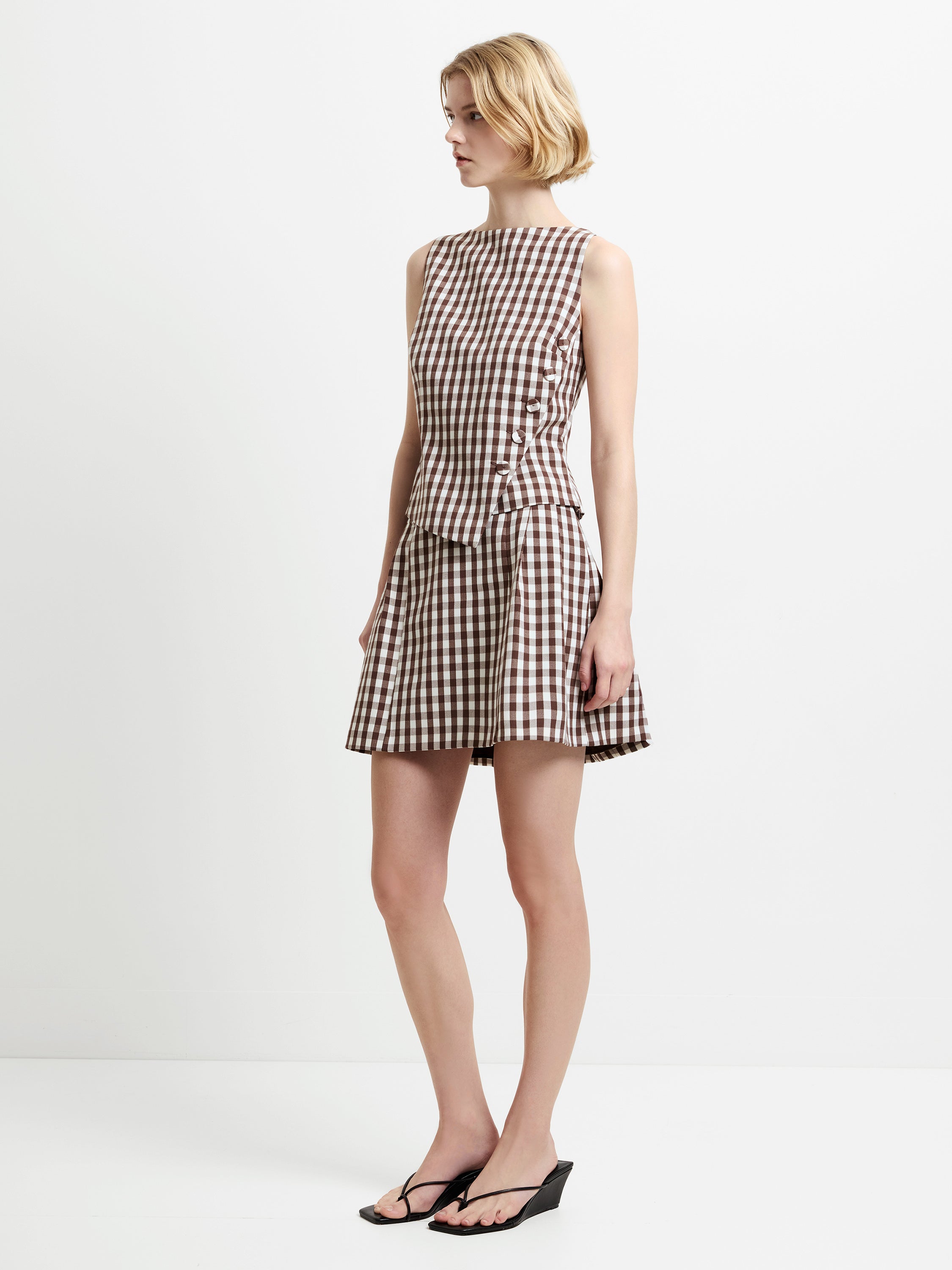 Lexi Tailored Gingham Asymmetric Top
