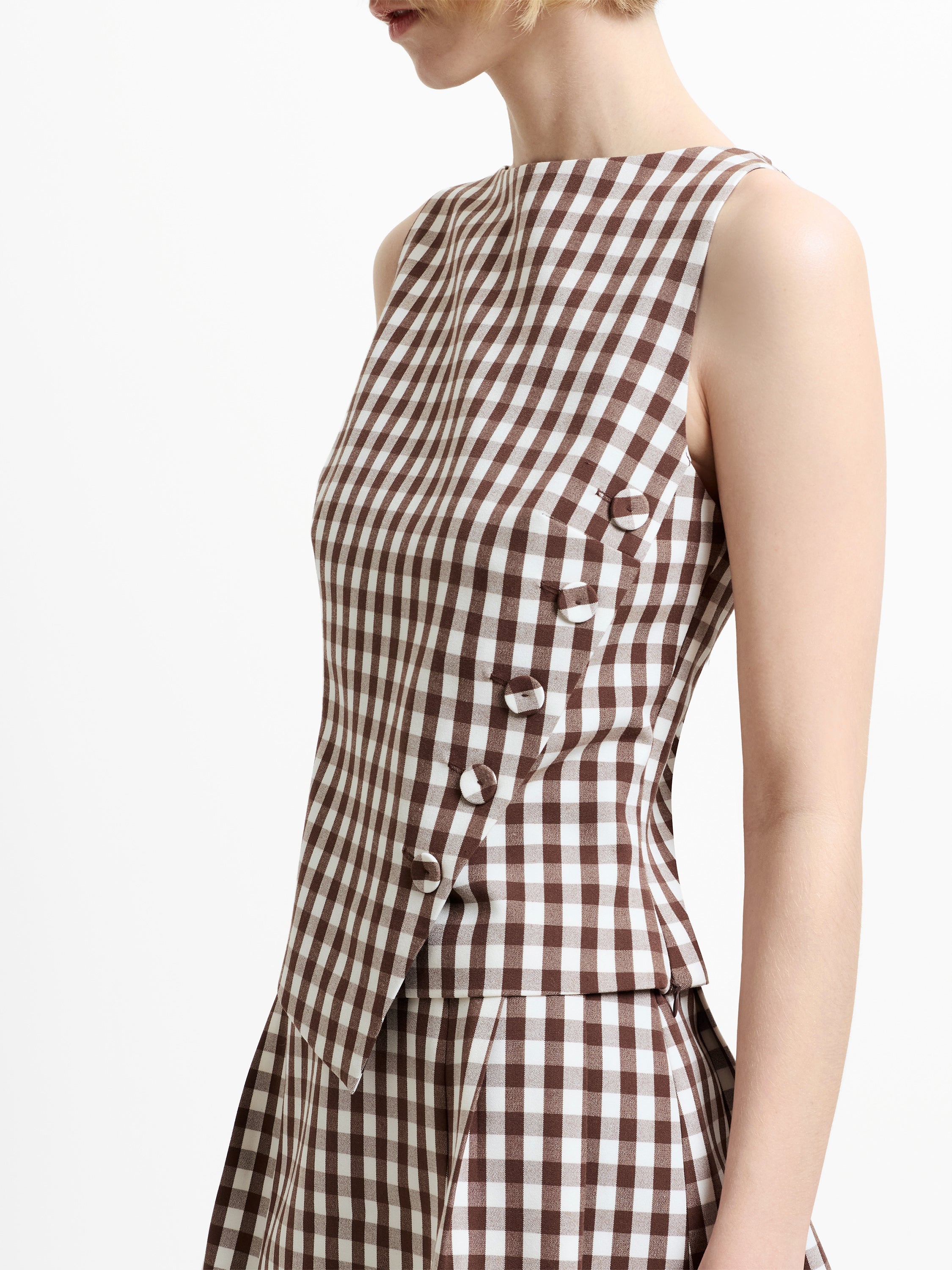 Lexi Tailored Gingham Asymmetric Top