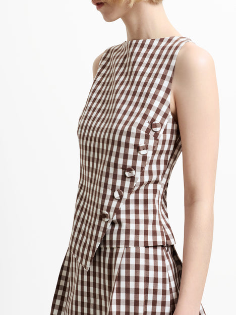 Lexi Tailored Gingham Asymmetric Top