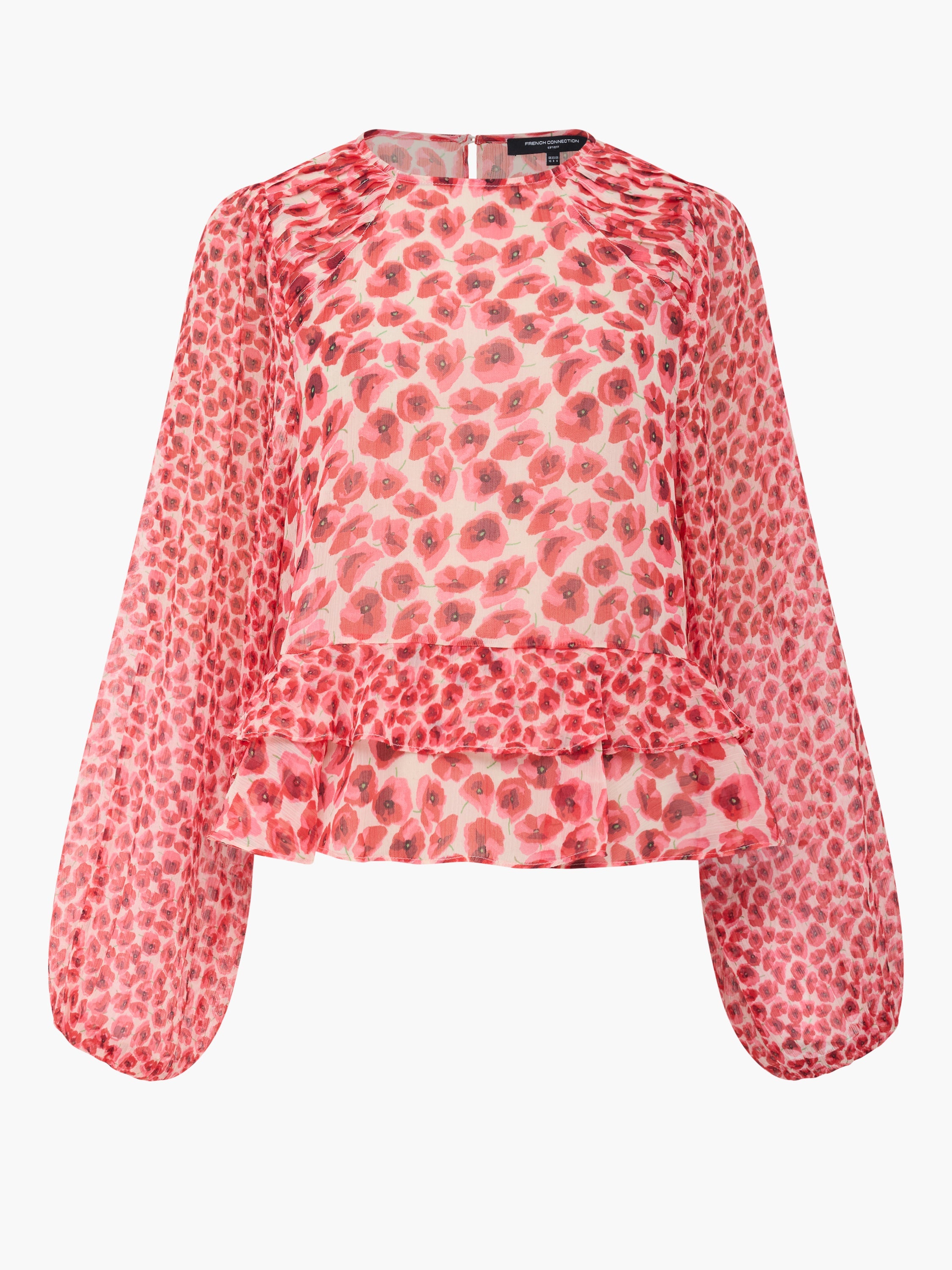 Poppy Emina Semi-Sheer Puff Sleeve Top