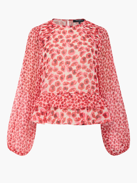 Poppy Emina Semi-Sheer Puff Sleeve Top