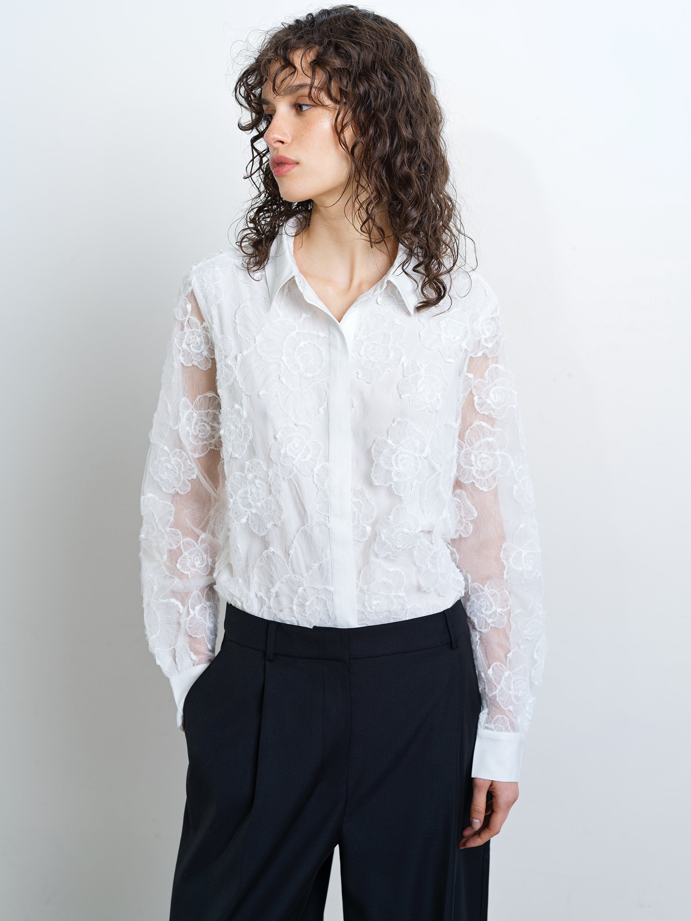 Ruchi Floral Lace Long Sleeve Shirt