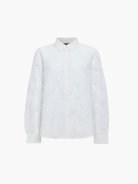 Ruchi Floral Lace Long Sleeve White Shirt