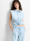 Chess Twist Cropped Denim Shirt
