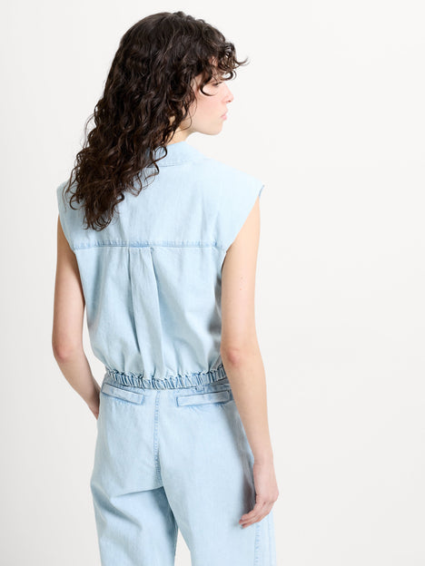 Chess Twist Cropped Denim Shirt