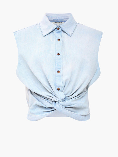 Chess Twist Cropped Denim Shirt