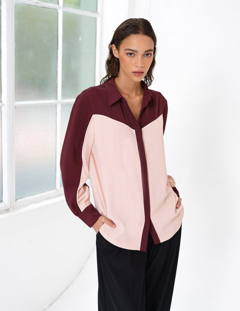 Mindy Crepe Colour Blocked Shirt