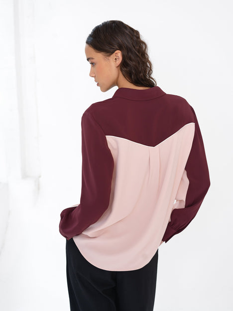Mindy Crepe Colour Blocked Shirt