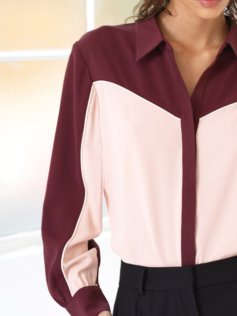 Mindy Crepe Colour Blocked Shirt
