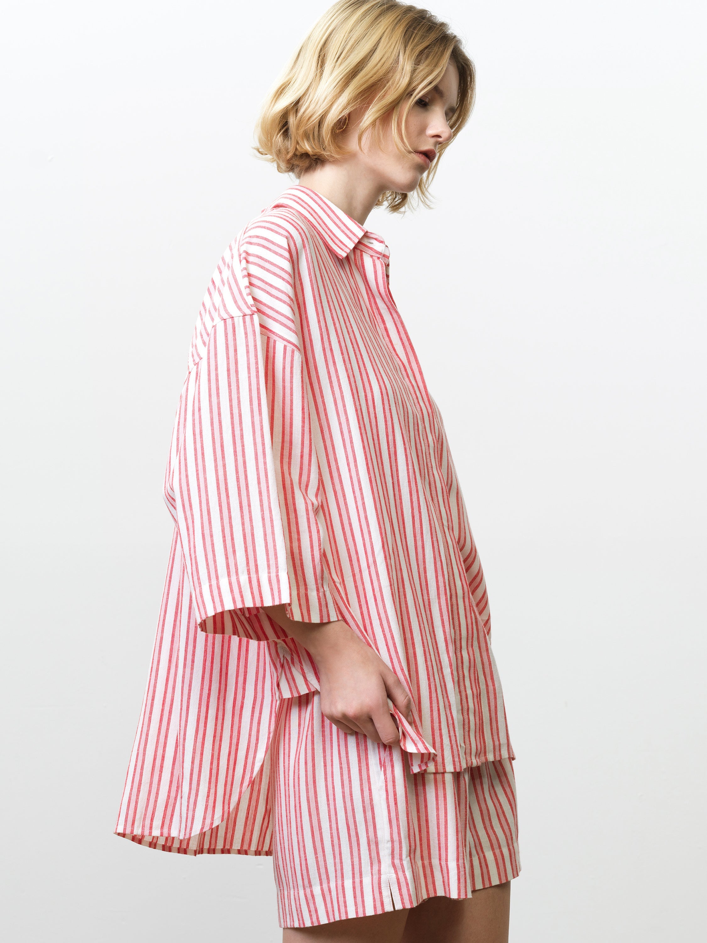 Cheryl Linen Blend Striped Long Sleeve Shirt