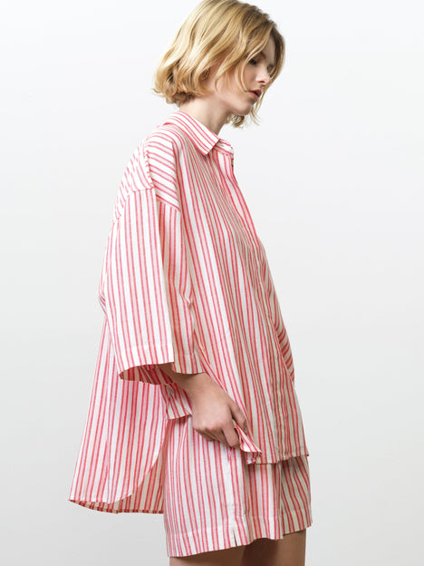 Cheryl Linen Blend Striped Long Sleeve Shirt