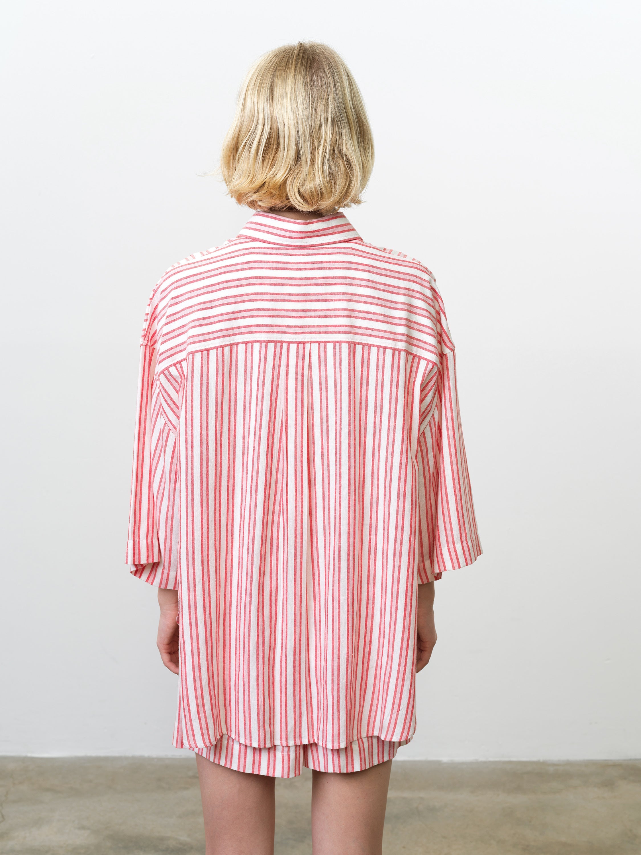 Cheryl Linen Blend Striped Long Sleeve Shirt