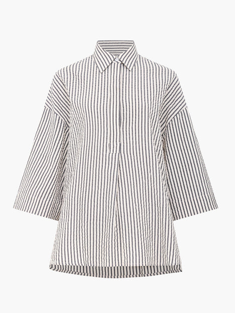 Lia Seersucker Monochrome Striped Relaxed Shirt