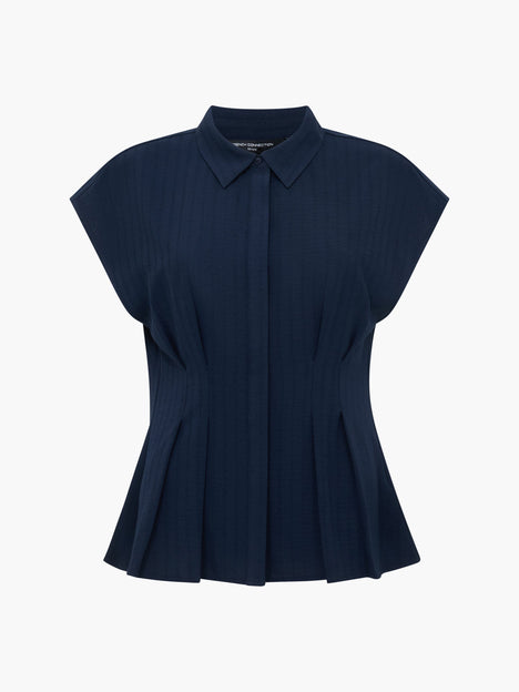 Codie Pleated Button Down Peplum Top