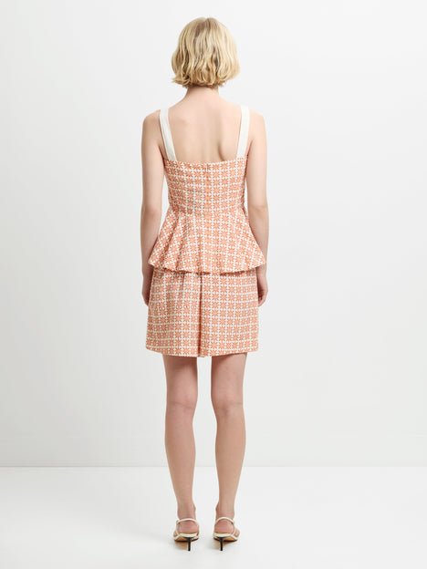 Mona Geo Floral Print Orange Peplum Top