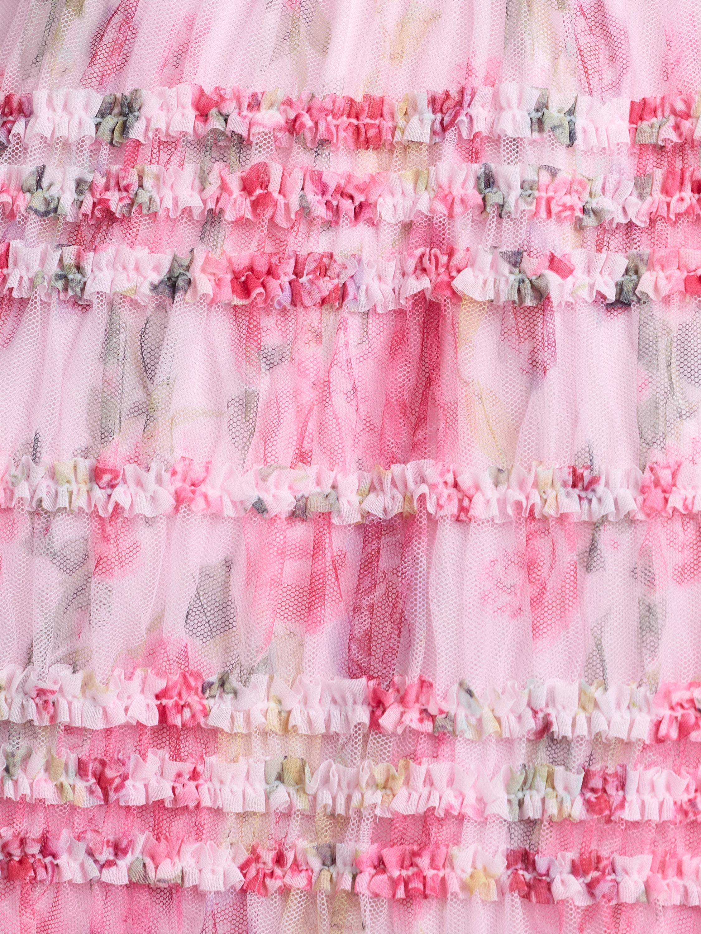 Vanessa Mesh Ruffle Pink Floral Peplum Top
