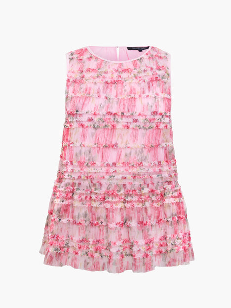 Vanessa Mesh Ruffle Pink Floral Peplum Top