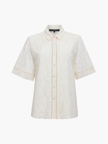 Zoe Lace Cream Short Sleeve Button Through Shirt