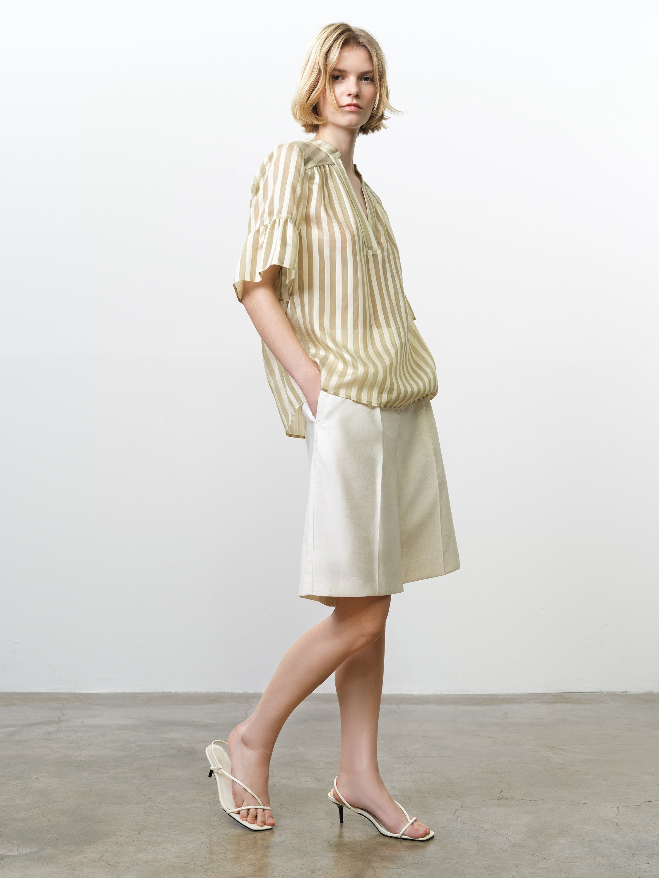 Adeline Striped Gathered Top