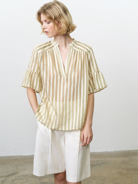 Adeline Striped Gathered Top