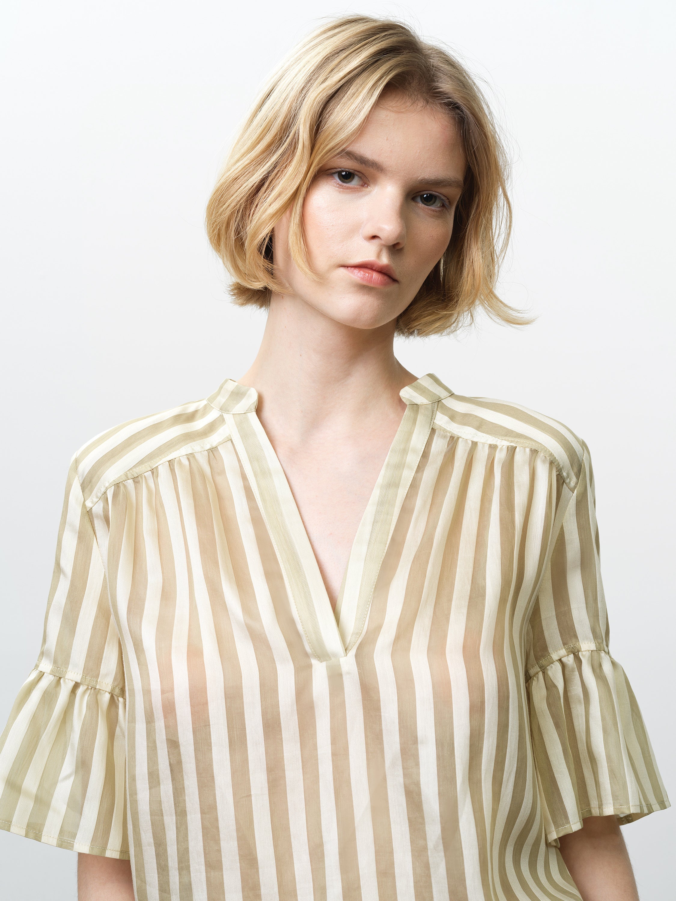 Adeline Striped Gathered Top