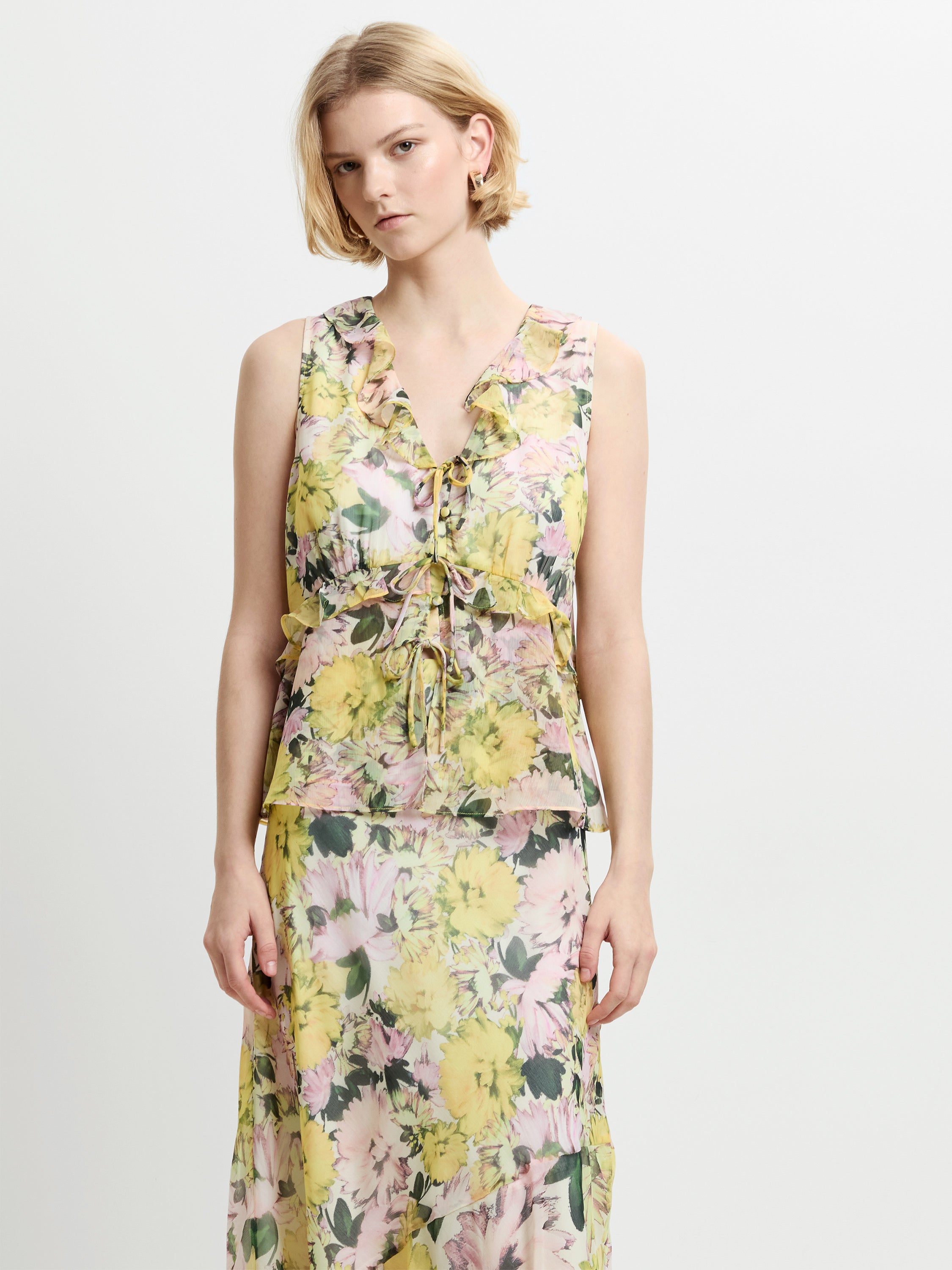 Carla Chiffon Sleeveless Tie Up Top
