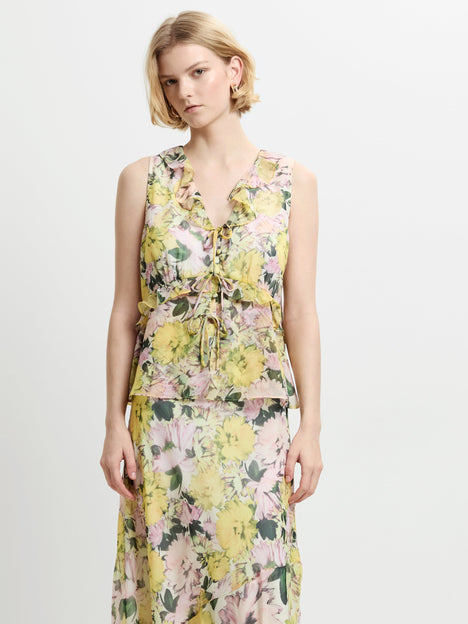 Carla Chiffon Sleeveless Tie Up Top