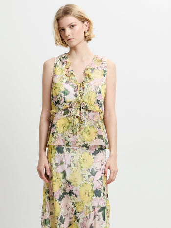 Carla Chiffon Sleeveless Tie Up Top