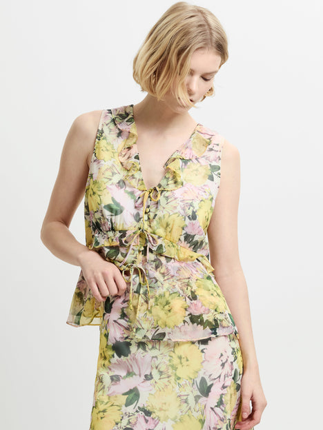 Carla Chiffon Sleeveless Tie Up Top