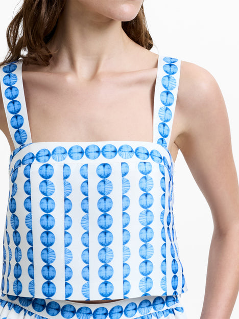 Structured Taffeta Shell Print Top