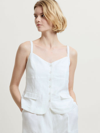 Cooper Linen Tailored Button Front Cami Top