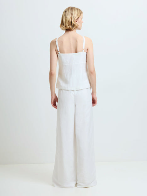 Cooper Linen Tailored Button Front White Cami Top