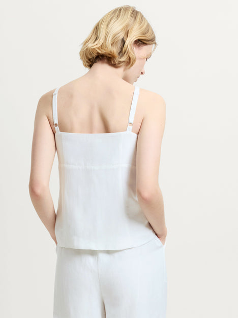 Cooper Linen Tailored Button Front White Cami Top