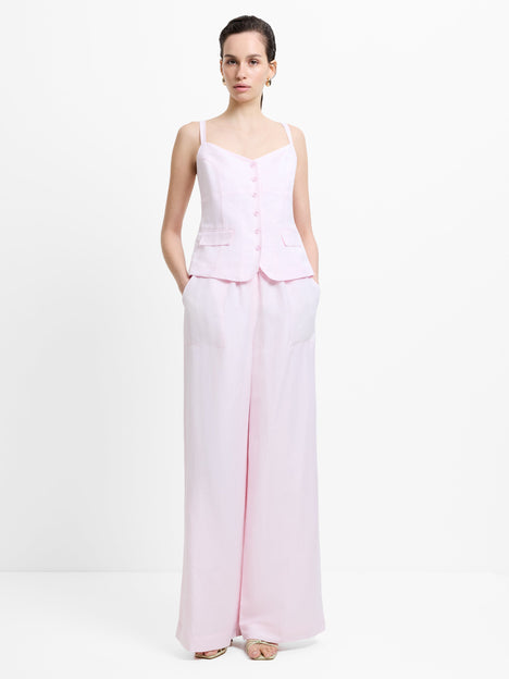 Cooper Linen Tailored Button Front Pink Cami Top