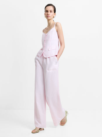 Cooper Linen Tailored Button Front Pink Cami Top